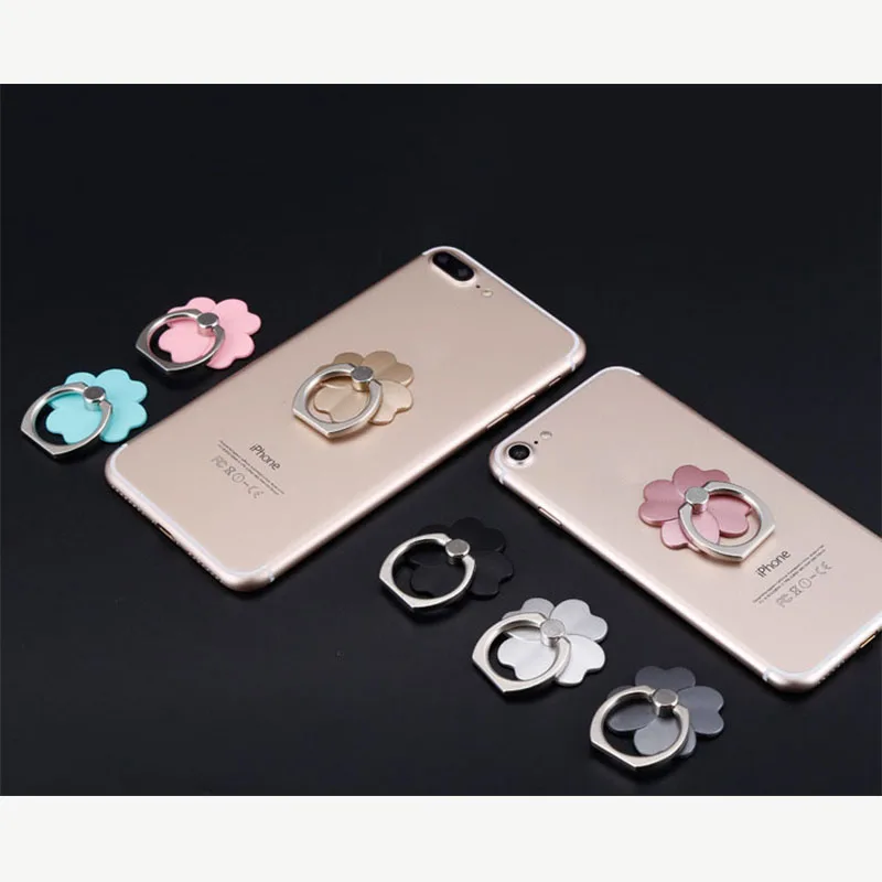 Новая мода lucky clover нескользящее металлическое кольцо на палец мобильный