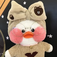 30cm kawaii creative plush toy cartoon cute little duck plush doll with clothes glasses freely matching gifts for children girls