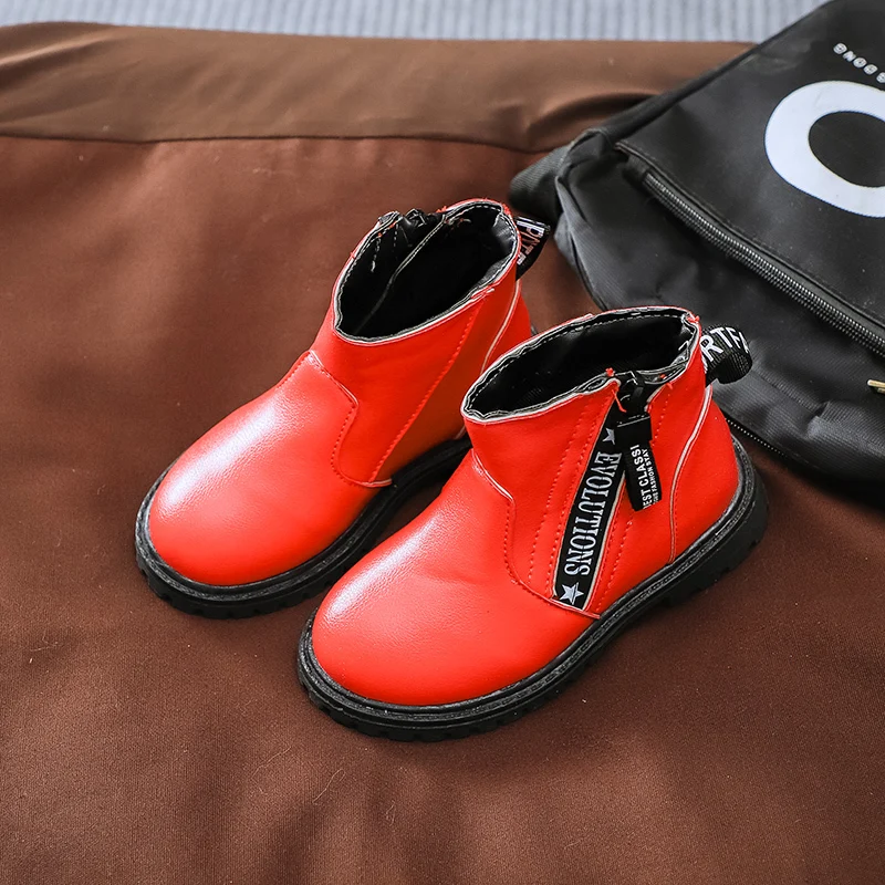red boot Ботинки г. Новая осенне-зимняя детская обувь для девочек, детская обувь из искусственной кожи ботинки для малышей Детские резиновые ботинки обувь для мальчиков - Цвет: red boot