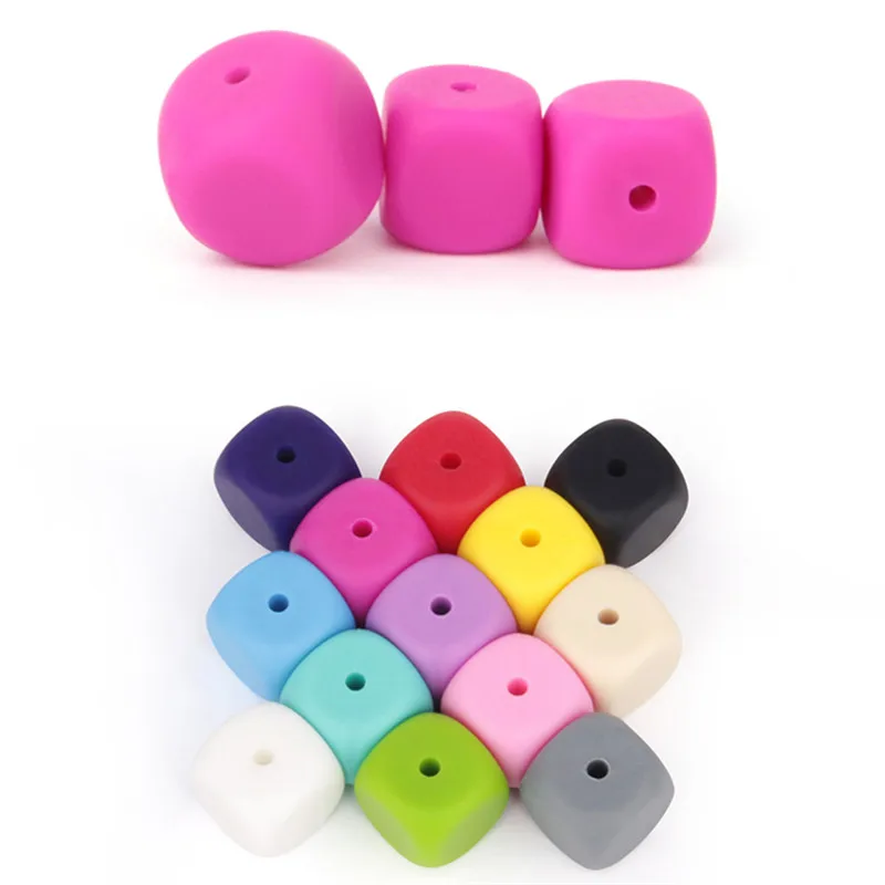 Chenkai-Cuentas cuadradas de silicona para chupete de beb&eacute;, sin BPA juguete sensorial, 13mm, abalorios para morder, joyer&iacute;a, accesorios de regalo, 100 Uds.-2