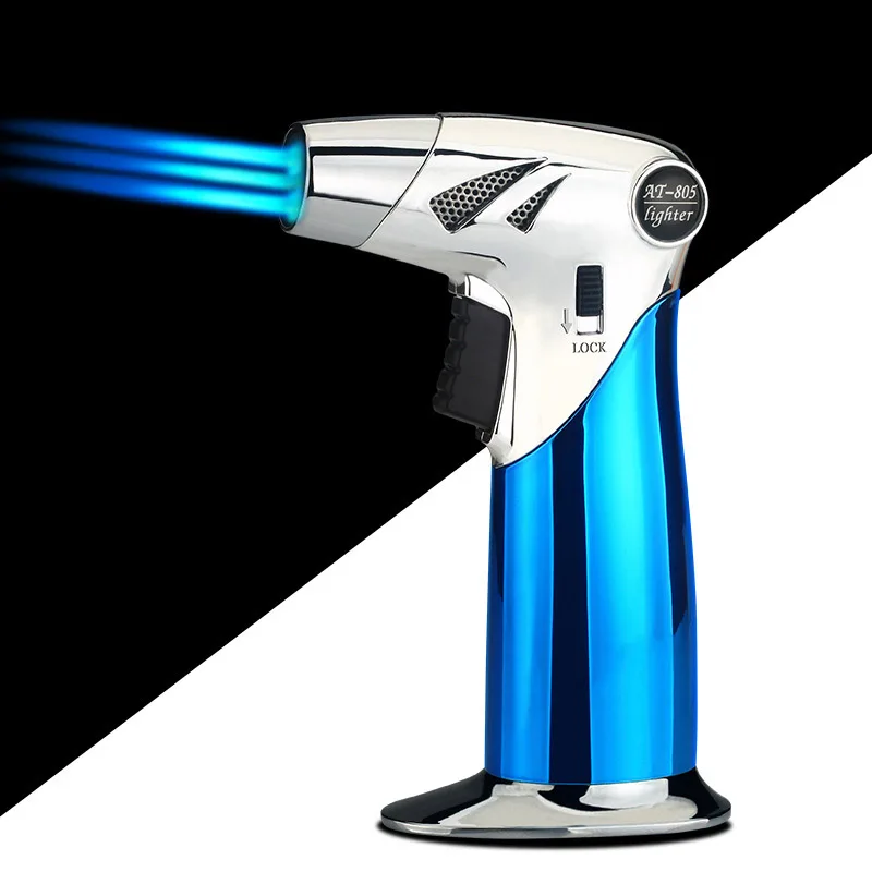

Outdoor Windproof Torch Lighter Three-Nozzle Barbecue Jet Metal Butane Lighter for Cigar Tube Powerful Kitchen Spray Gun Gadgets