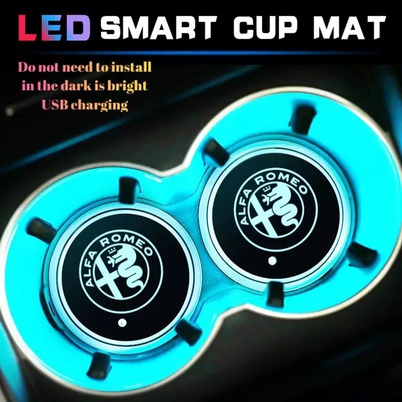Автомобильный светодиодный смарт-циновка чашки USB светильник держатель для