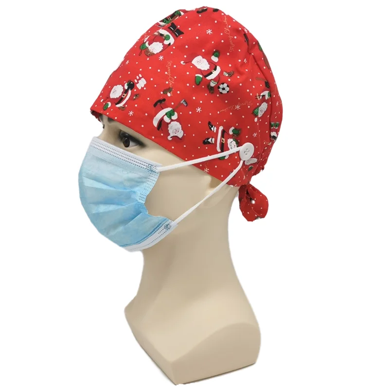 Christmas scrubs caps Santa Claus Print cap Pet Grooming Agency Work Scrubs Beauty Hats Lab nursing gorros enfermeria | Тематическая