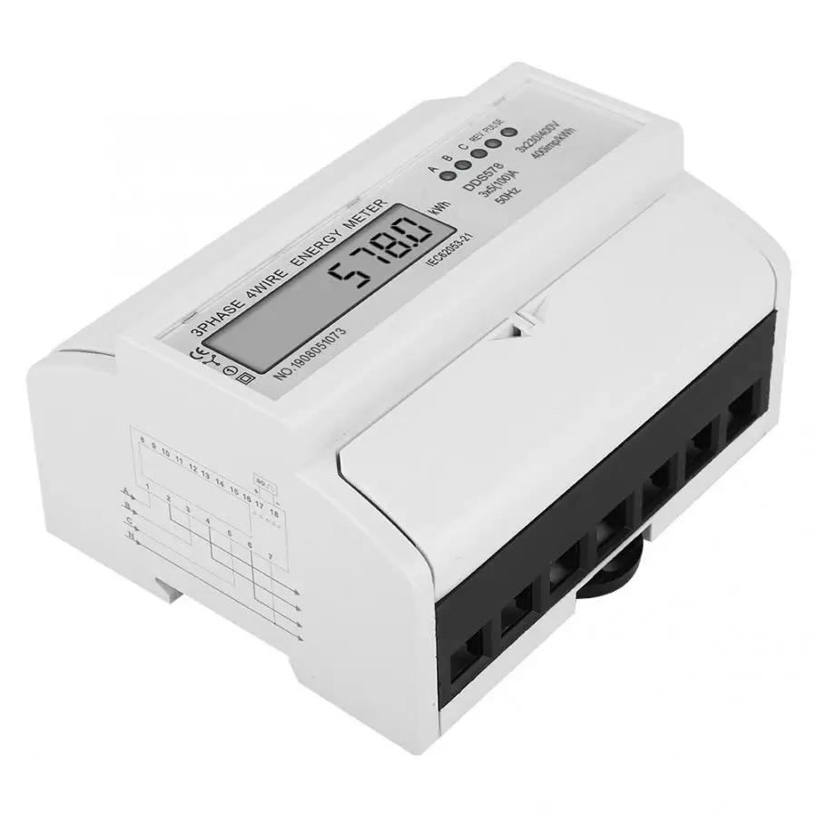 Счетчик электроэнергии DDS578 с ЖК дисплеем 3 фазы 4 провода 7P 380 В 50 Гц/60
