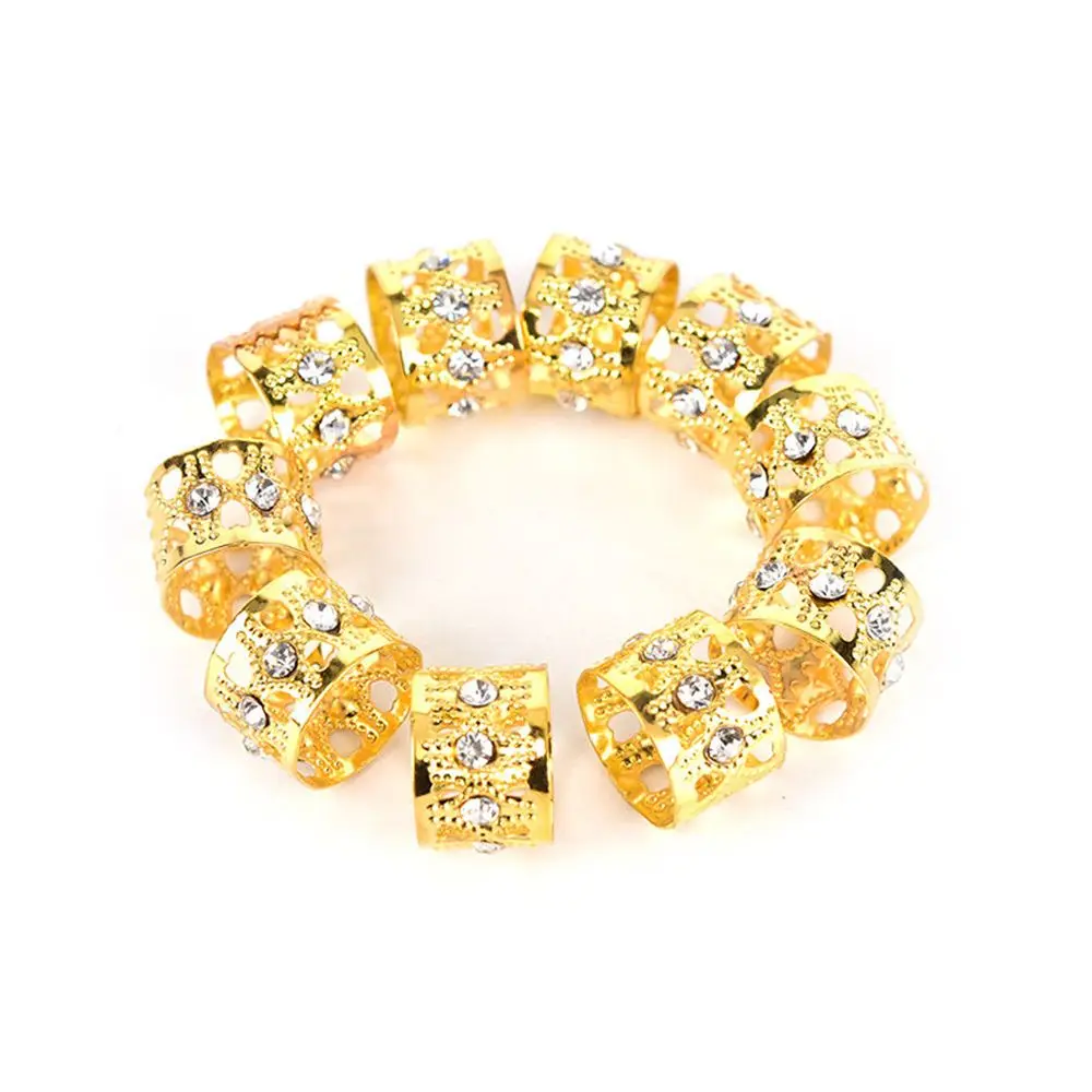 Бусины дреды для волос регулируемые серебристые золотистые 10 шт. | Красота и