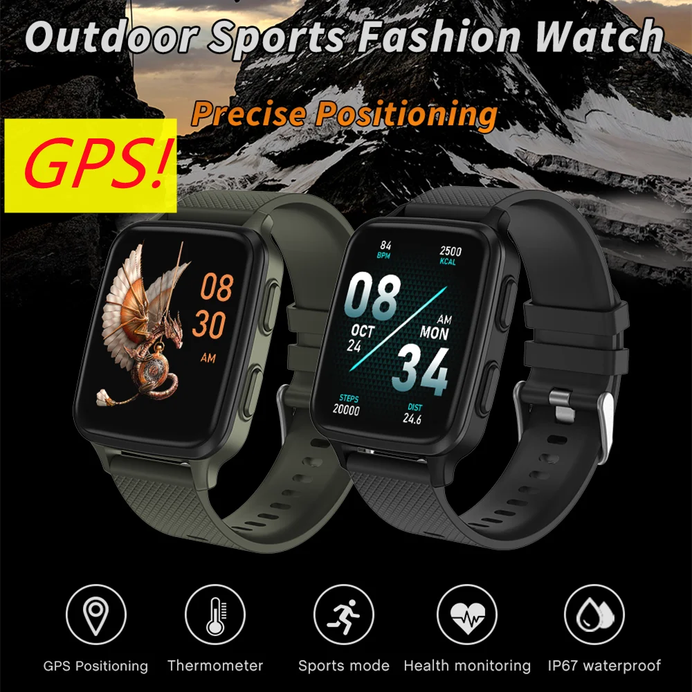 

Спортивные Смарт-часы с GPS, 1,69 дюйма, сенсорный экран