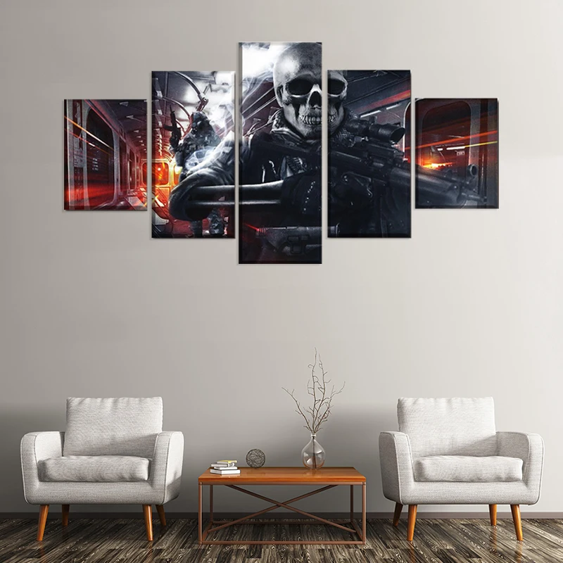 Настенные картины на холсте с изображением черепа 5 панелей без рамки - купить по