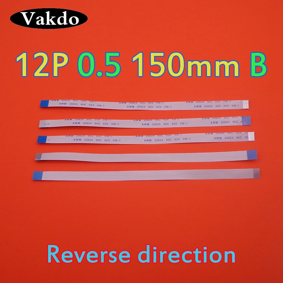 

Новинка, плоский гибкий кабель FFC FPC 2-500 шт., шаг 0,5 мм, 12 контактов, длина 150 мм, ширина 6,5 мм, ленточный гибкий кабель 12 контактов AWM 20624 80C 60V