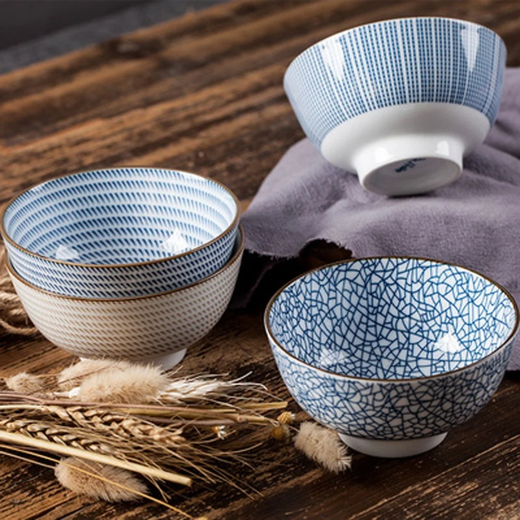 4pcs/set Traditional Ceramic Dinner Bowls 4.5inch 300ml Porcelain Rice with Gift Box Dinnerware Set Best Salad Bowl | Дом и сад