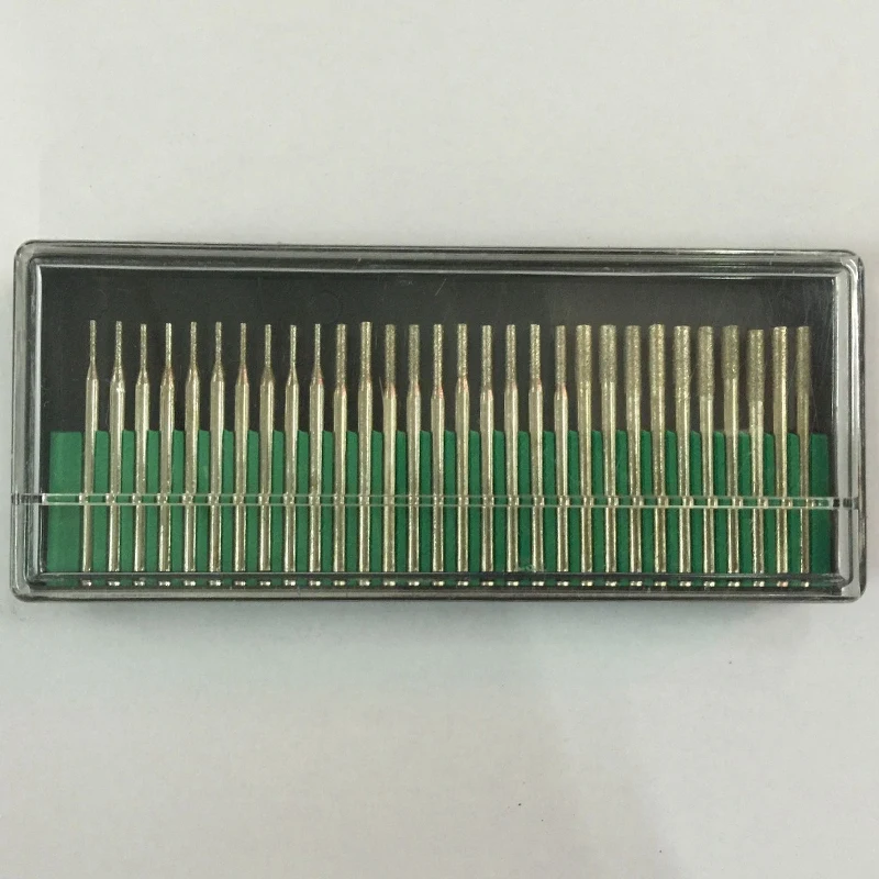 

60 High-Grade Diamond Drill Bits Cylindrical Burr Set Diamond Grinding Needle 30Pcs Set 1mm, 2mm, 3mm