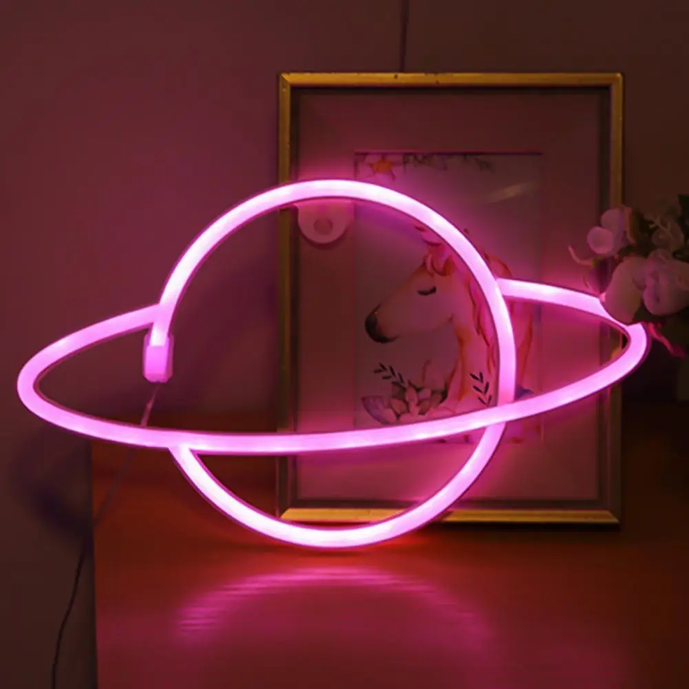 

Valentine's Day Planet Shaped High Brightness Colorful LED Light Neon Sign Lamp Decoration for Wedding