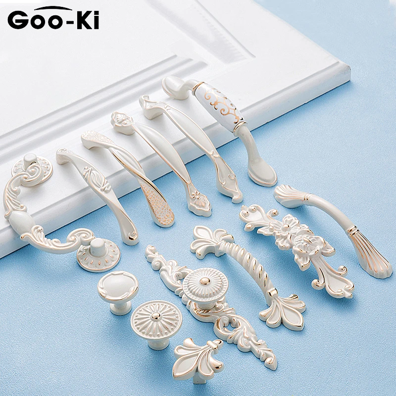 

Goo-Ki Ivory White Cabinet Handles Kitchen Cupboard Door Pulls Drawer Knobs European Fashion Furniture Handle Hardware