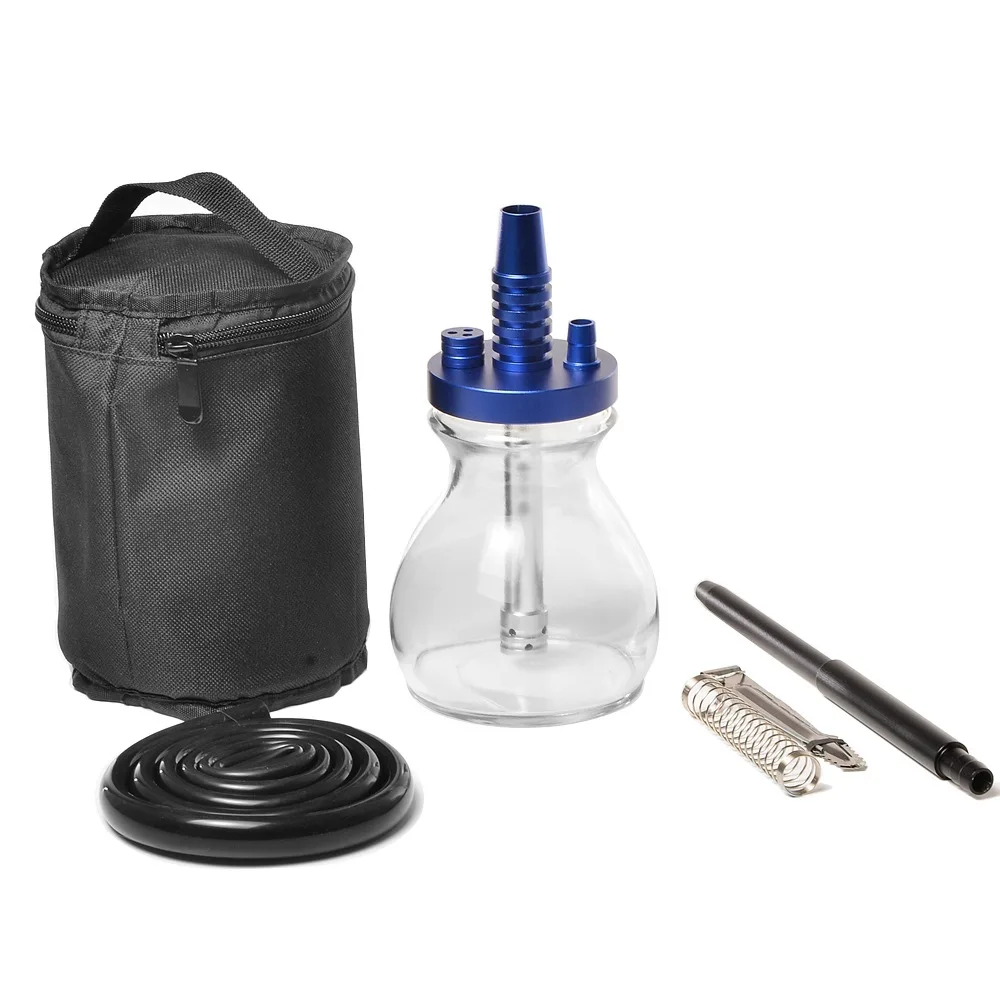 

Portable Hookah for Smoking Mini Glass Water Pipe with Tote Bag Silicone Hose Spring Charcoal Tongs Narguile Shisha Accessories