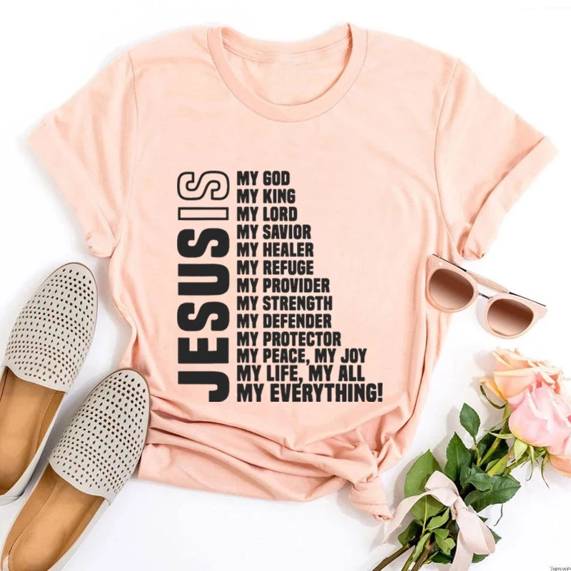 

Christian Shirt Jesus Woman Tshirts Goth Jesus Is My All My Everything My God Lord Savior Jesus Christ Tshirt Black Top Print