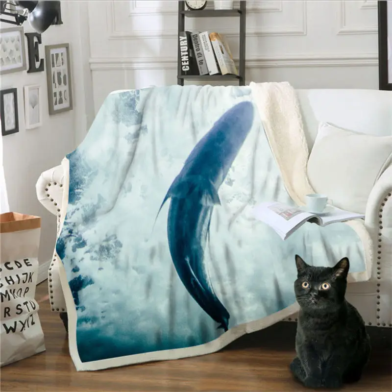 Одеяло толстовка морской принт с животными сон одеяло легкое квадратное
