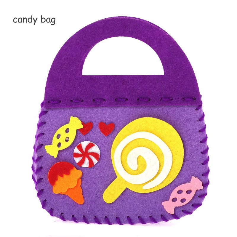 candy bag Kndergarten Войлок diy пакет детей раннее образование Подарок Ремесло Декор ручной работы милый мультфильм мешок нетканый материал игрушка - Цвет: candy bag