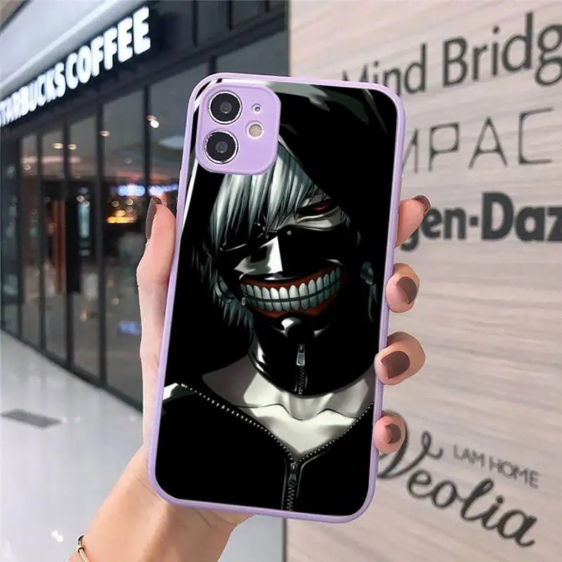 

Anime Tokyo Ghouls terror horror Phone Case Matte transparent For Purple iPhone 12 Mini 11 Pro XR XS Max 7 8 Plus X Back Cover