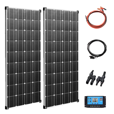 Комплект солнечных панелей 240 Вт, гибкие панели, монокристаллические солнечные батареи, солнечные панели 12 В 24 В, зарядное устройство для ак...
