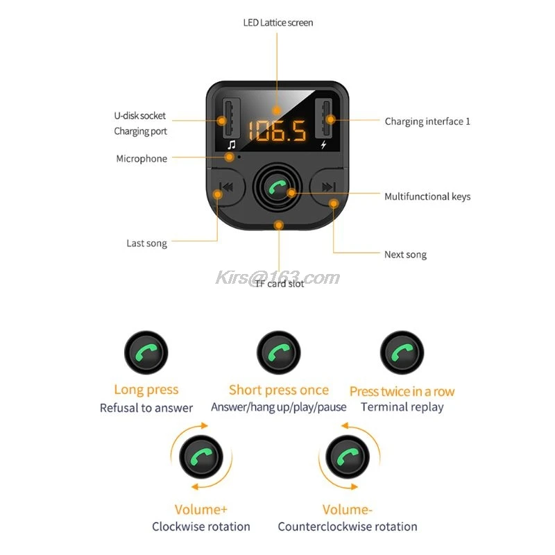 1 шт. двойная планшетория с FM-передатчиком беспроводной Bluetooth-совместимый