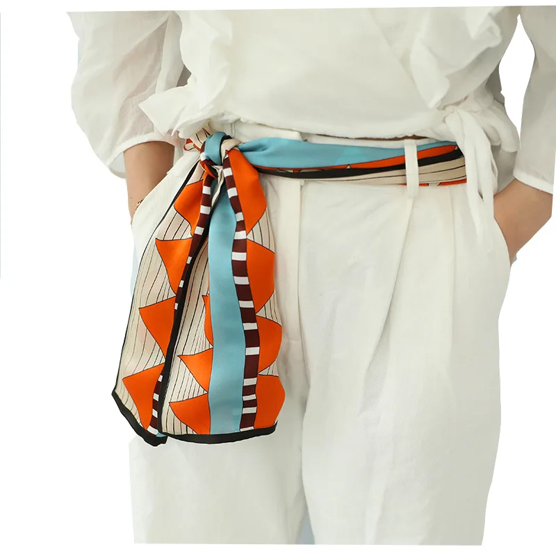 

New 2021 Fashion Brand 100% Real Silk Scarf Luxury Scarves Women Female Shawl High Quality Strip Hijab Pashmina Foulard