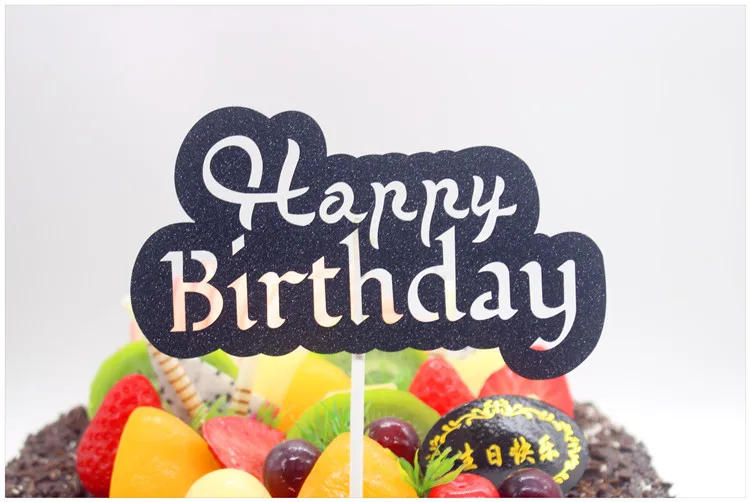 Разноцветный Топпер для торта С Днем Рождения флаги Блестящий картон дня