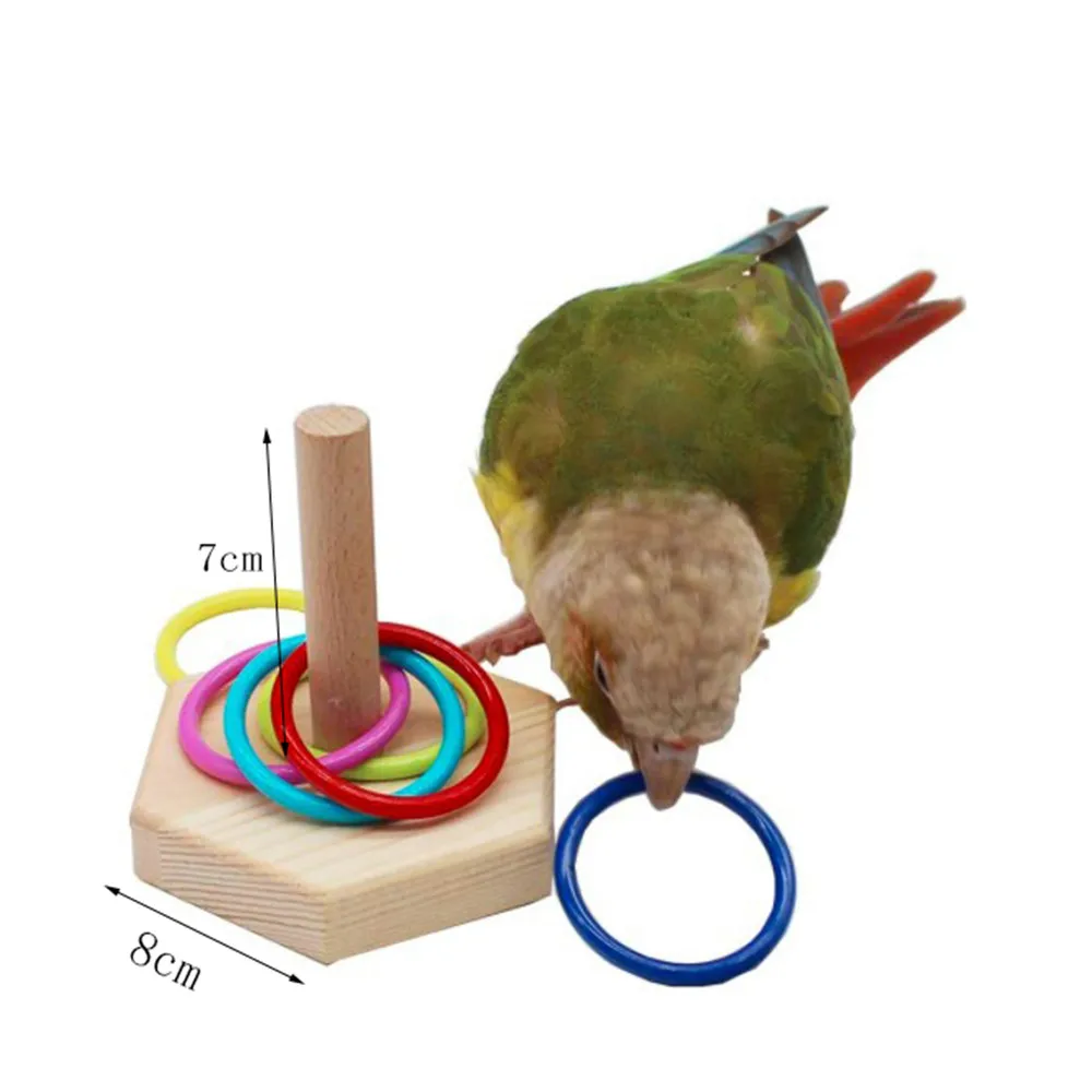 

1 Set Birds Parrot Toys Wooden Platform Plastic Rings Intelligence Training Chew Puzzle Toy Birds Accessoires Supplies