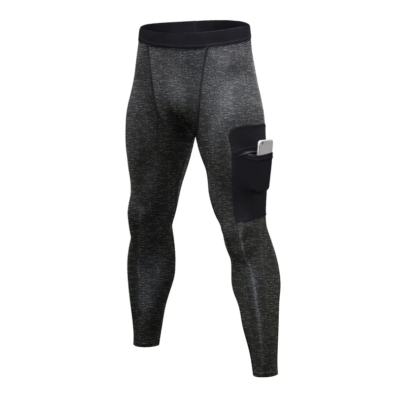 gray black pocket Компрессионные утягивающие штаны мужские спортивные Леггинсы для фитнеса спортивная одежда длинные брюки спортивные облегающие леггинсы Hombre с карманом - Цвет: gray black pocket