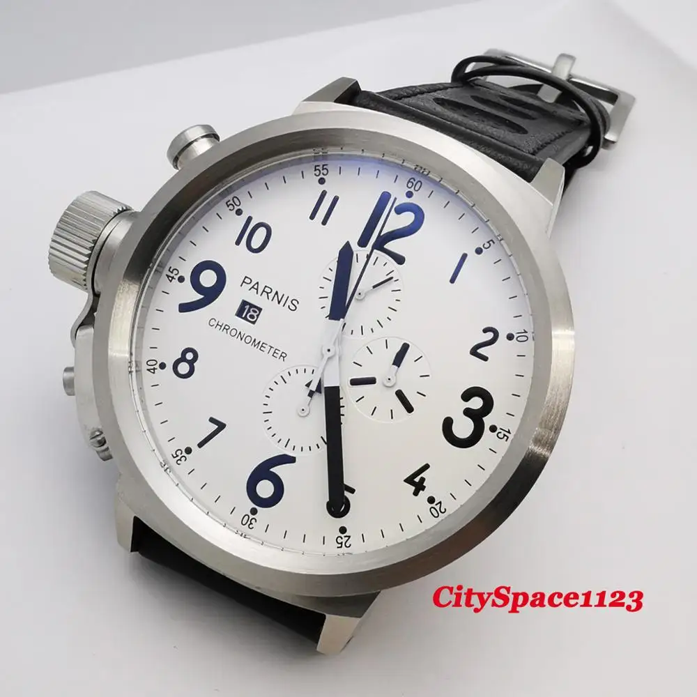Часы наручные parnis мужские с хронографом Кварцевые водонепроницаемые большим