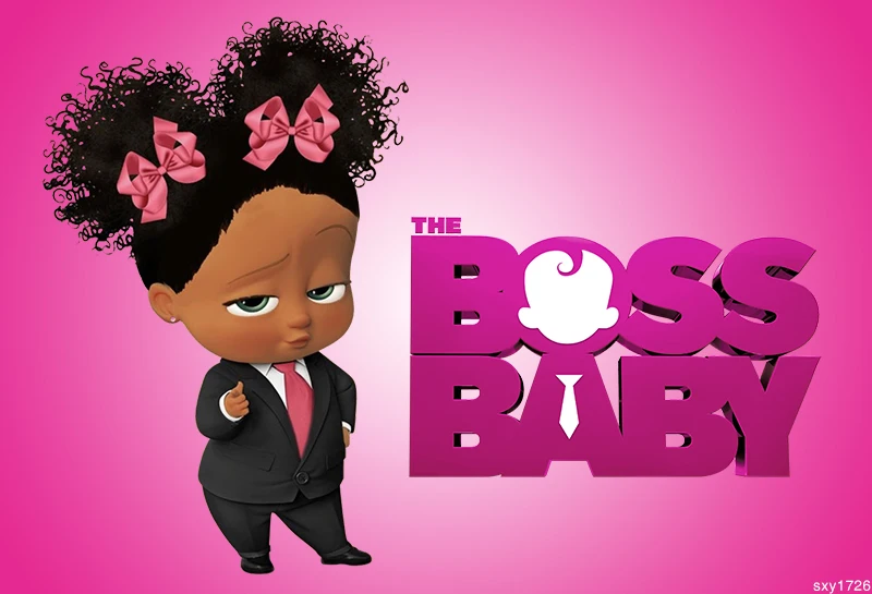 Sensfun Boss Baby Little Black Girl День Рождения фотография фон для детей ярко розовый фон для фотостудии 7x5FT