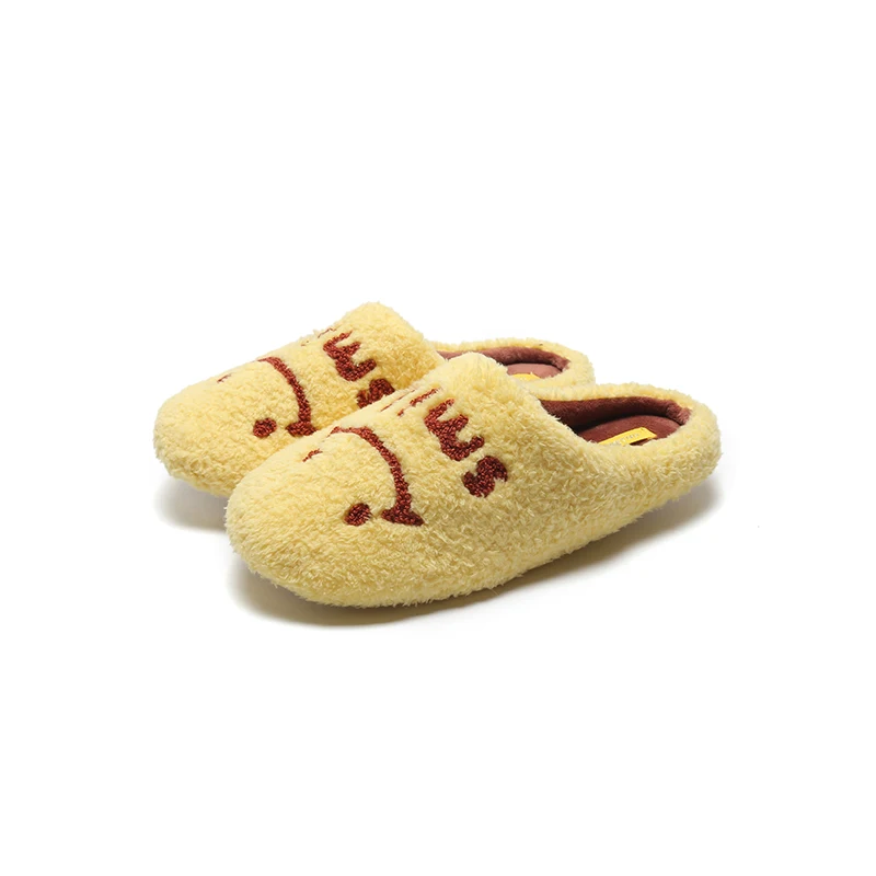 

Простые и теплые женские тапочки, удобные, приятные для кожи, безопасные, Нескользящие бархатные, домашние тапочки с милыми улыбающимися ли...