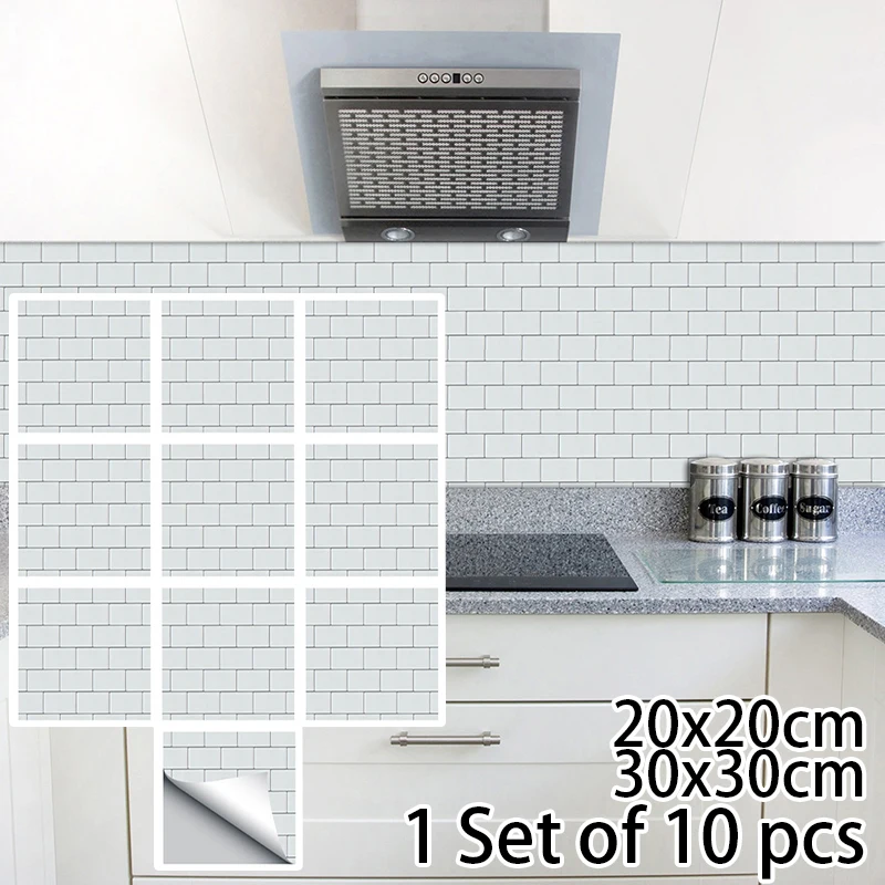 

10pcs Wall stickers 3D Mosaic Waterproof PVC Tile Bathroom Living room