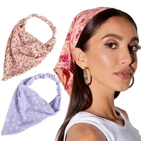 solid floral print triangle scarf elastic headbands bandanas turban head bands headwrap hairband hair accessories for women