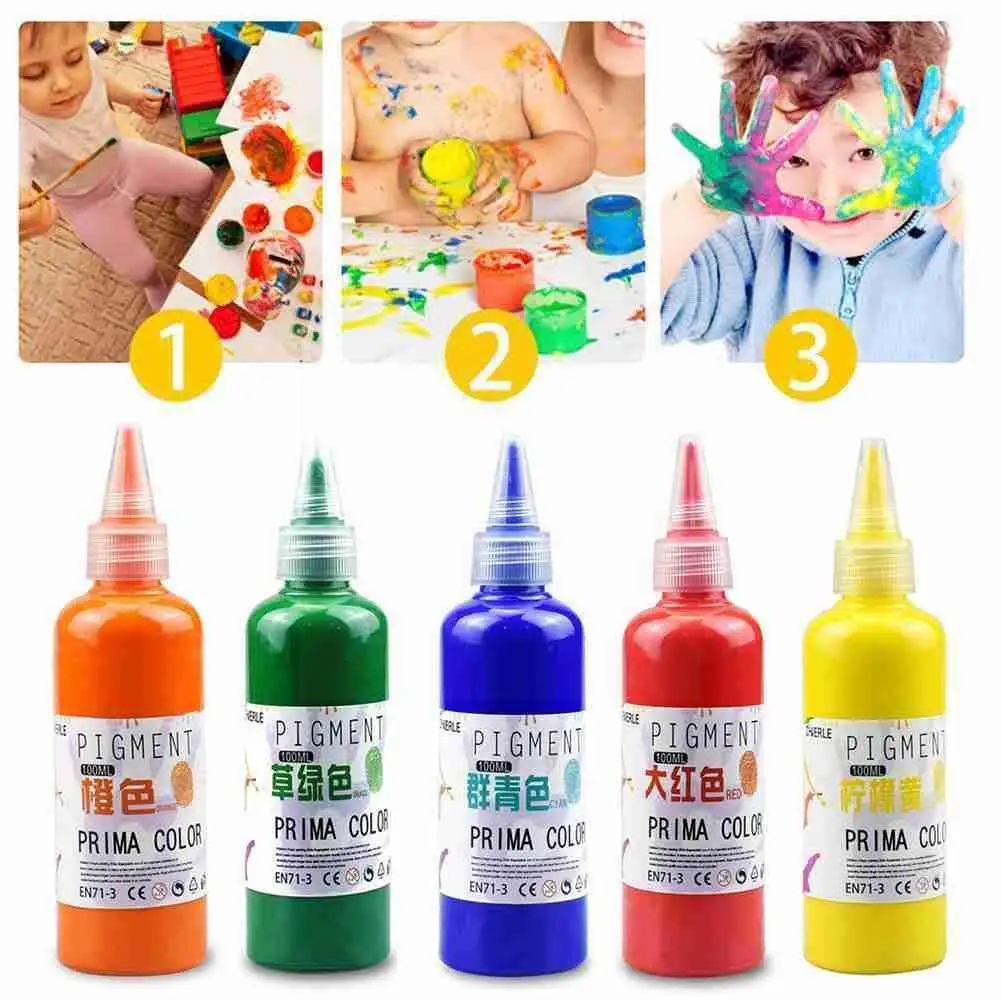 

12colors 100ml Finger Paint Pigment Inks Washable Children Painting Supply Textile Watercolor Dye Art Diy Pigment Graffiti V7x1