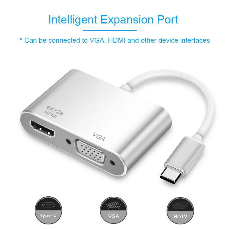 Адаптер Basix USB C к HDMI VGA HUB Type док станция для MacBook Pro/Air 3 1 разветвитель с несколькими