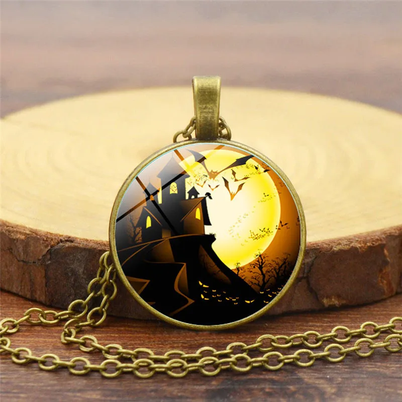 Женское и мужское ожерелье с кабошонами классическое медного цвета изображением