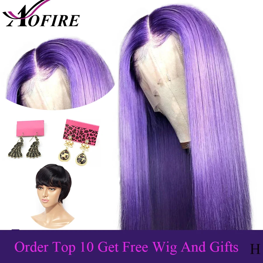 Бразильский Реми фиолетовый цвет прямой парик 13x6 Синтетические волосы на
