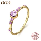 Женское Обручальное Кольцо ROXI, обручальное кольцо с круглым фиолетовым кольца с драгоценными камнями из стерлингового серебра 925 пробы
