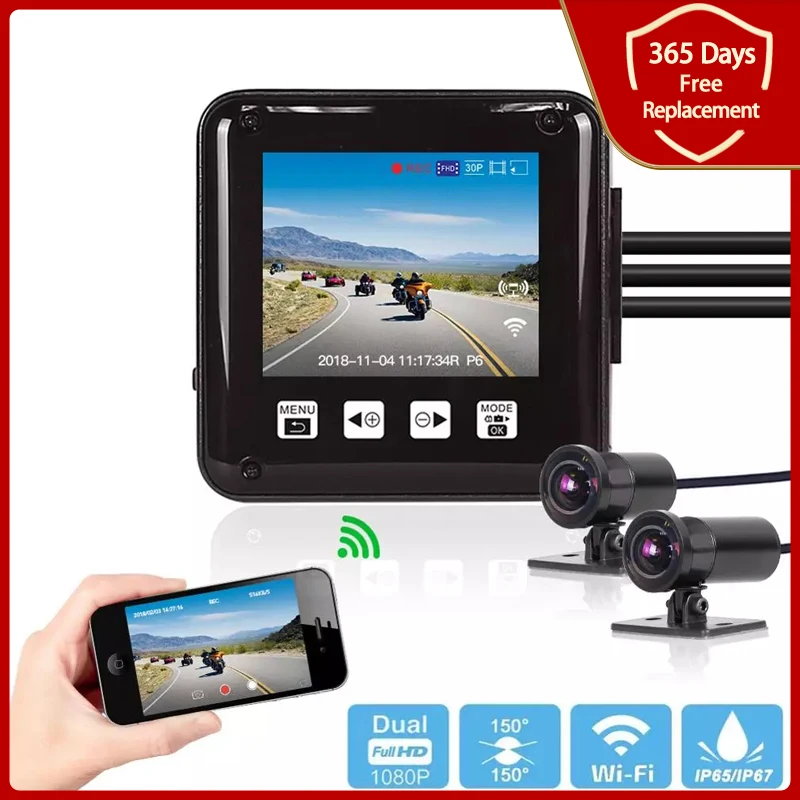 VSYS P6FL всего тела Водонепроницаемый мотоцикл Камера Регистраторы WiFi дуальный 1080P