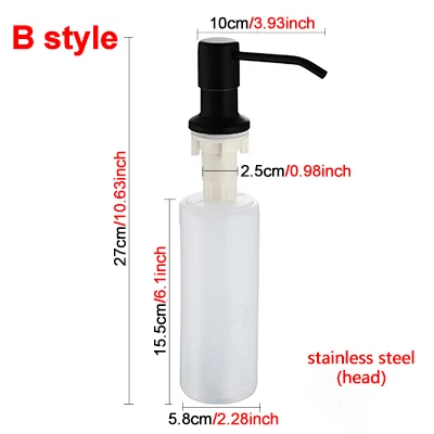 stainless steel head Дозатор мыла для раковины, бутылка для жидкого мыла, дозатор лосьона для мыла с ручным нажатием, кухонные аксессуары, 300 мл - Цвет: stainless steel head