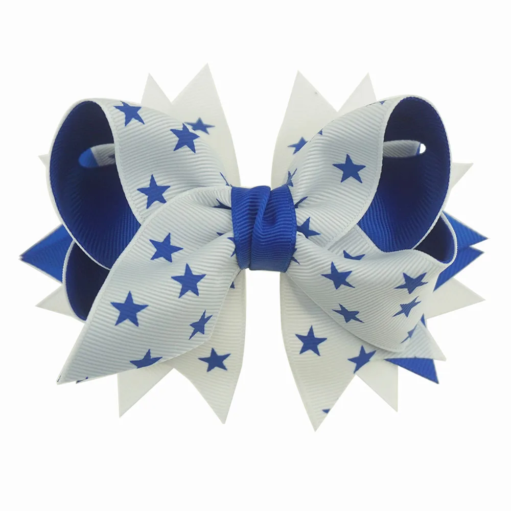 1 шт. 5 дюймов женские банты для волос 4 июля бутиковая лента модные Полиэстеровые