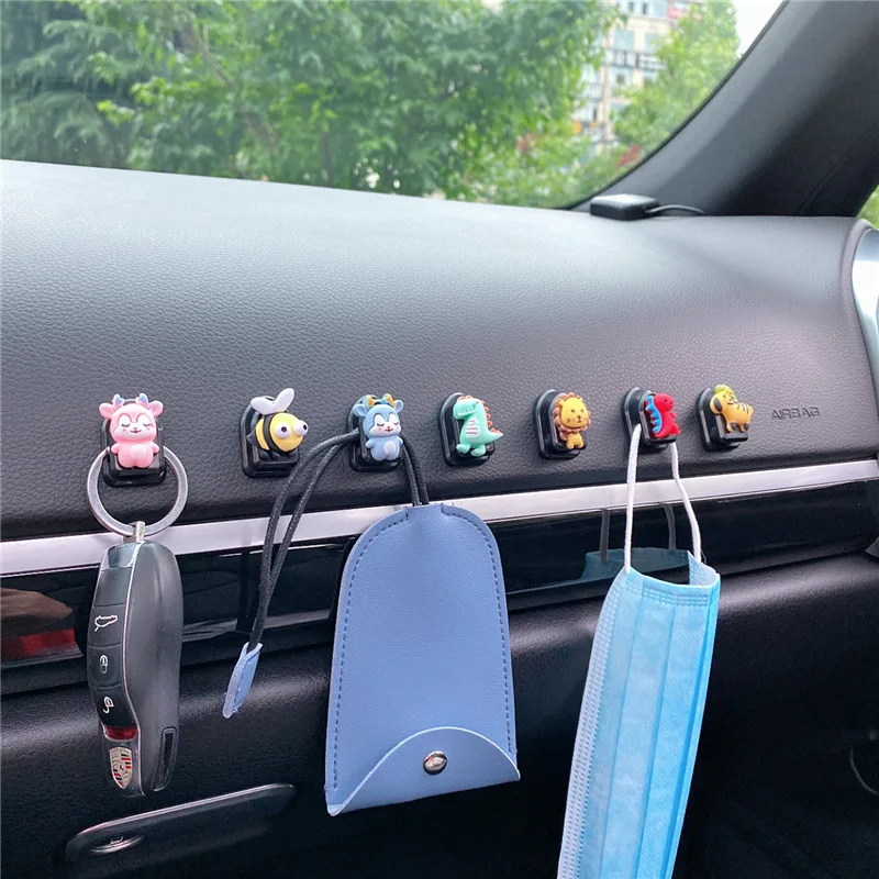4PCS Animal Car Hooks Wall-mounted Home Decor Blossom Sundries Holder Multifunction Masks Keys Organizer Hanger Hangers | Дом и сад