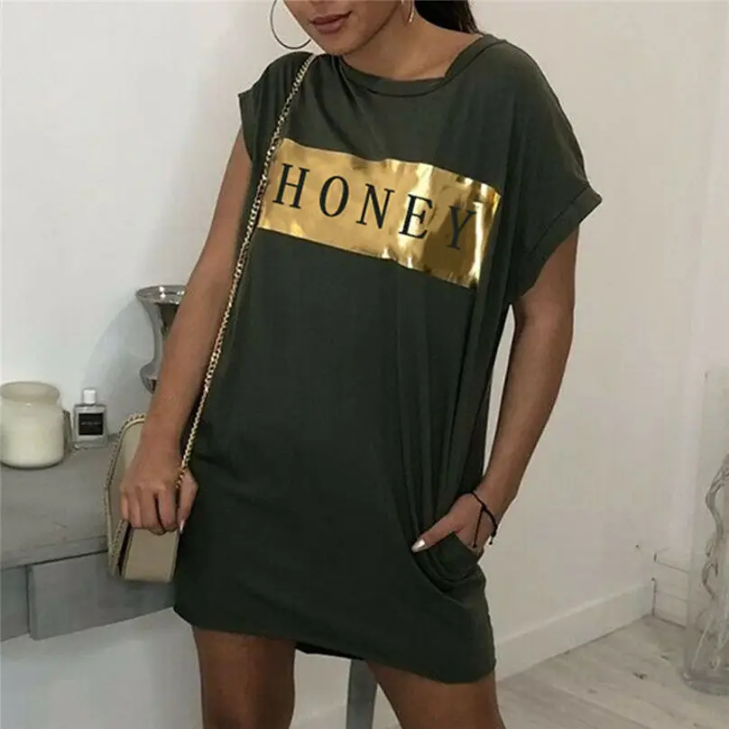 Женские Длинные Топы Блузы с буквенным принтом MIARHB летнее платье футболка