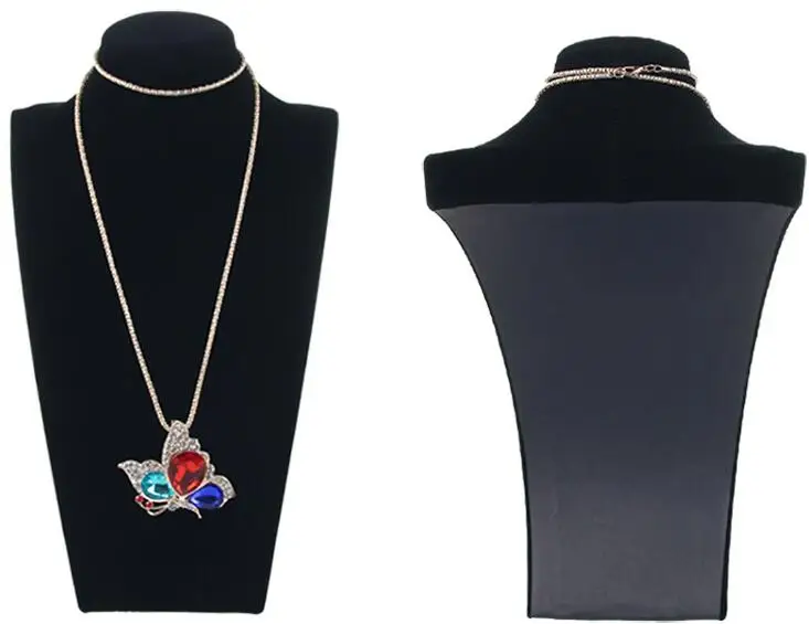 Height 20cm 12pcs/Sale Bust Showcase Black Model Mannequin Display Classic Necklace Stand Jewelry Necklace Pendants Organizer