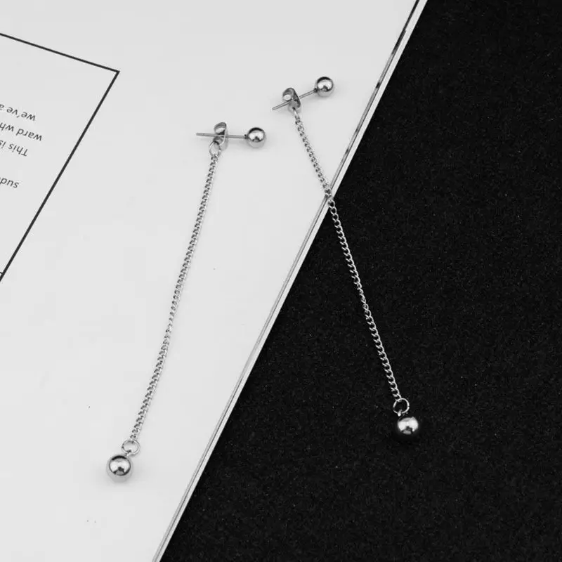 

Elegant Stainless Steel Long Tassel Chain Dangle Drop Earrings KPOP Boy Jewelry