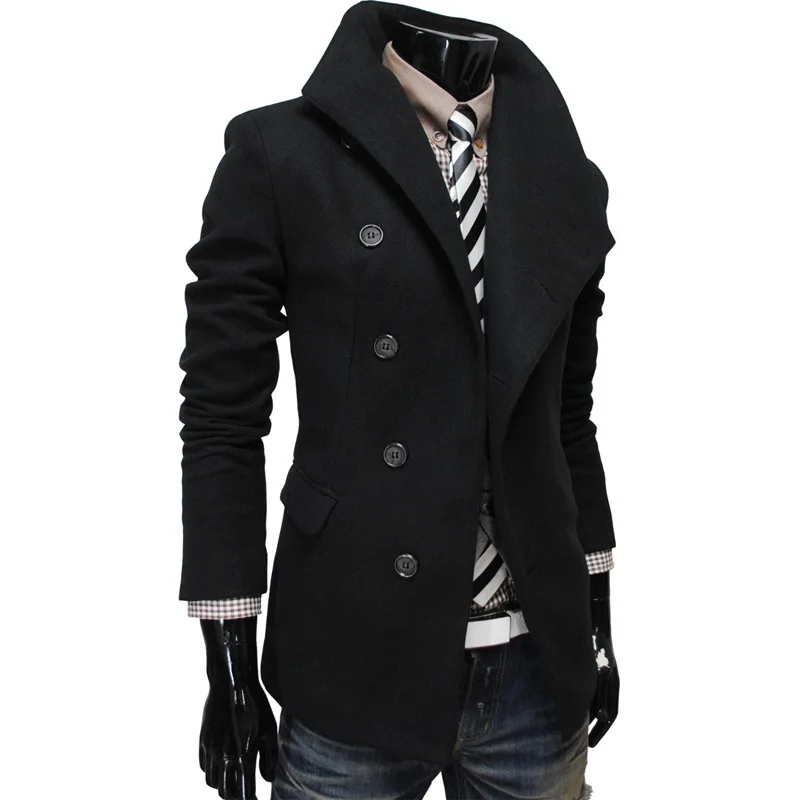 

2016 new men coat inclined placket single-breasted tweed coat cultivate one's morality men's cloth coat lapels