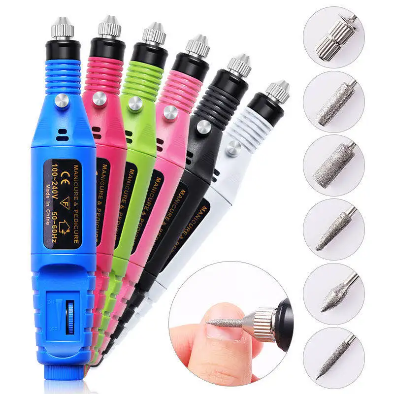 

1set Professional Power Electric Manicure Machine Kit Pen Pedicure Nail File Nail Tools 6 Bits Drill Nail Drill Machine Equipmen
