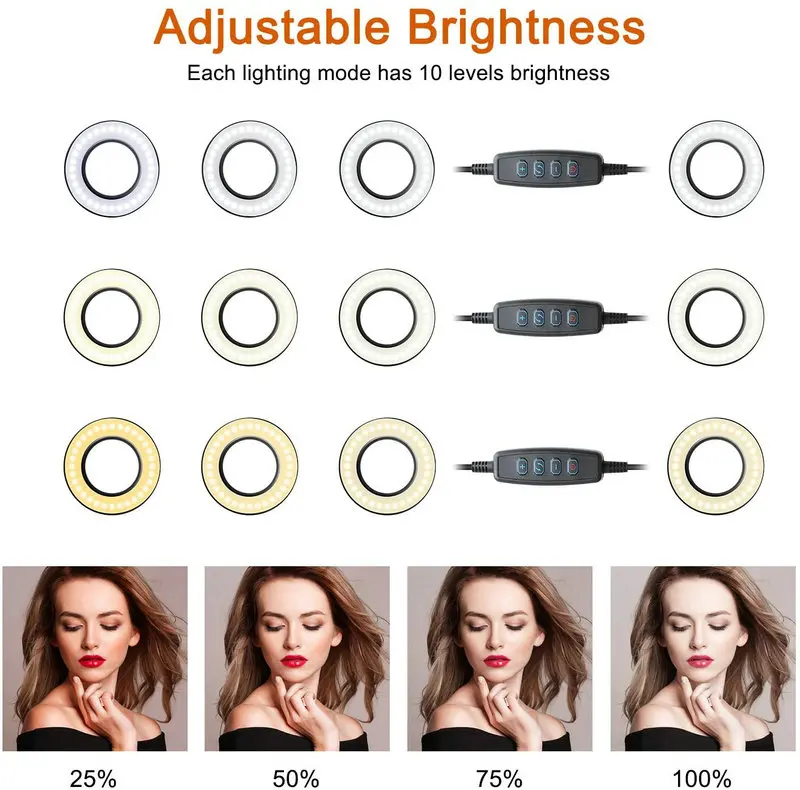 Кольцевой светильник для селфи с держателем сотового телефона подставка мини