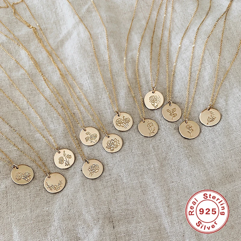 

Aide 100% 925 Sterling Silver Necklace Lotus Flowers Pattern Pendant Gold Necklace Romantic Valentine's Day Gift Fine Jewelry