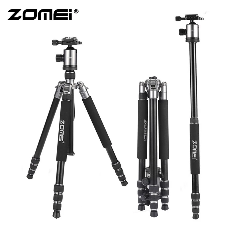 Z818 Silver ZOMEI Z818 штатив для камеры, монопод, легкий дорожный штатив с шаровой головкой 360 градусов и сумкой для переноски DSLR Stand - Цвет: Z818 Silver