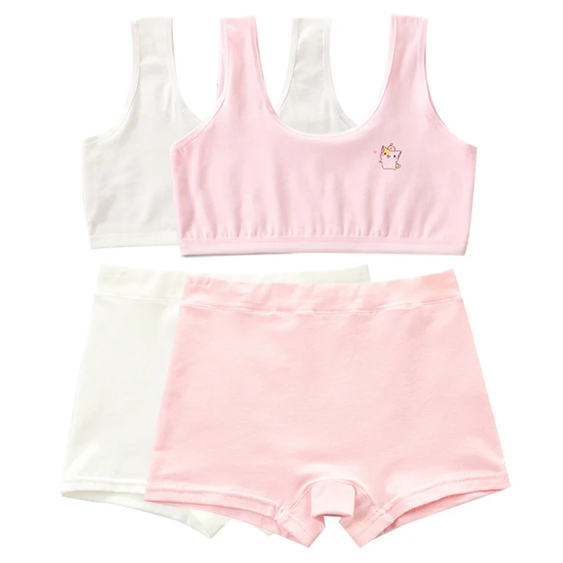 

Girls' Bra And Panties Set Teenagers Girls Underwear Kids Bra Set Young Girls Training Bras Wireless Bra Cotton Underpants